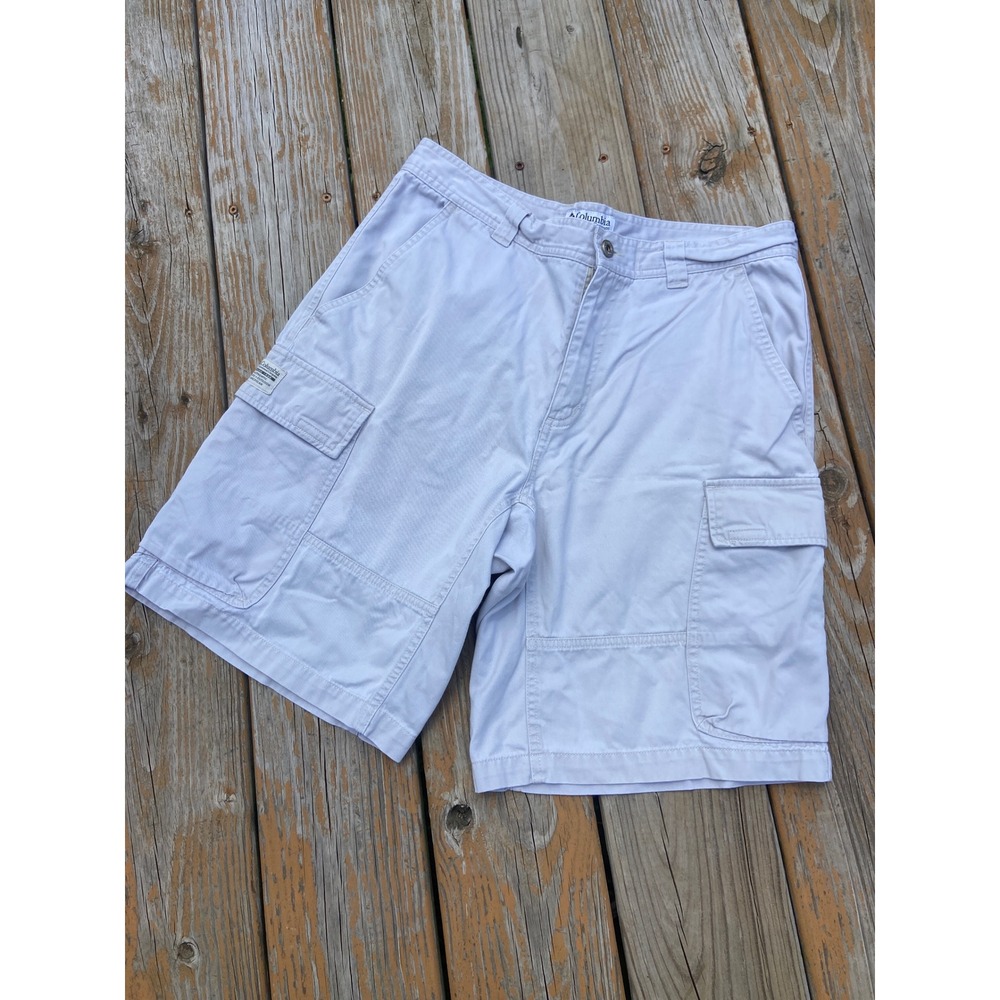 Columbia Mens Cargo Shorts Size 32 Light khaki Cotton Twill Outdoor XM4104 10 In